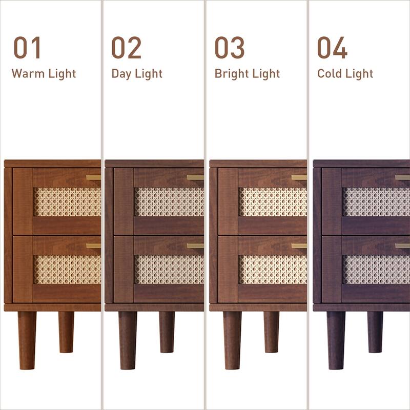 Rossetta 86'' 2-Drawer Elegant Rattan Texture TV Stand with Integrated Multi-Color LED Lights, up to 90"