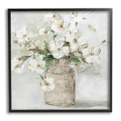Stupell Lady's Smock Floral Bouquet Rustic Milk Tin Blooming Framed Giclee Texturized Art by Sally Swatland - Green