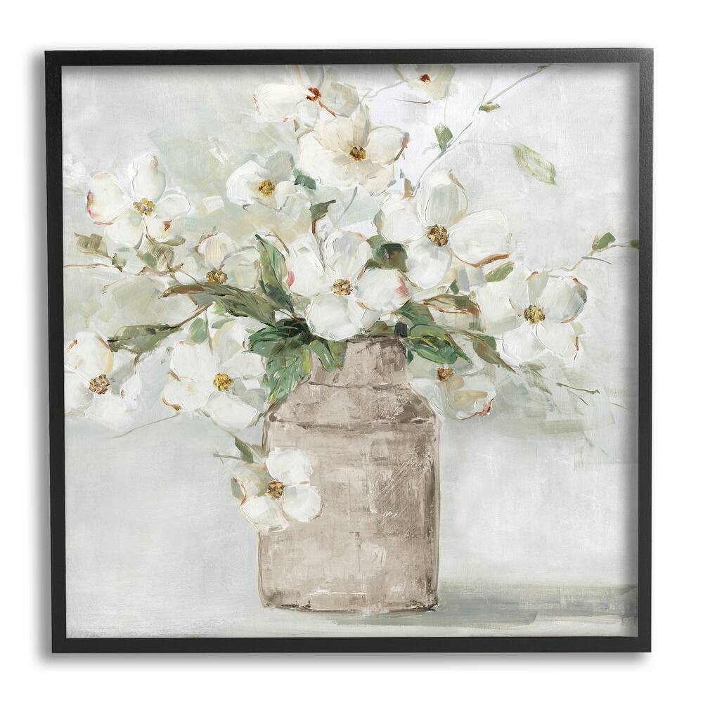 Stupell Lady's Smock Floral Bouquet Rustic Milk Tin Blooming Framed Giclee Texturized Art by Sally Swatland - Green