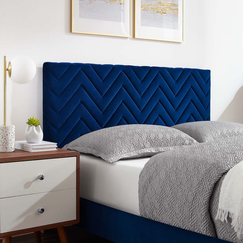 Leah Chevron Tufted Performance Velvet Twin Platform Bed