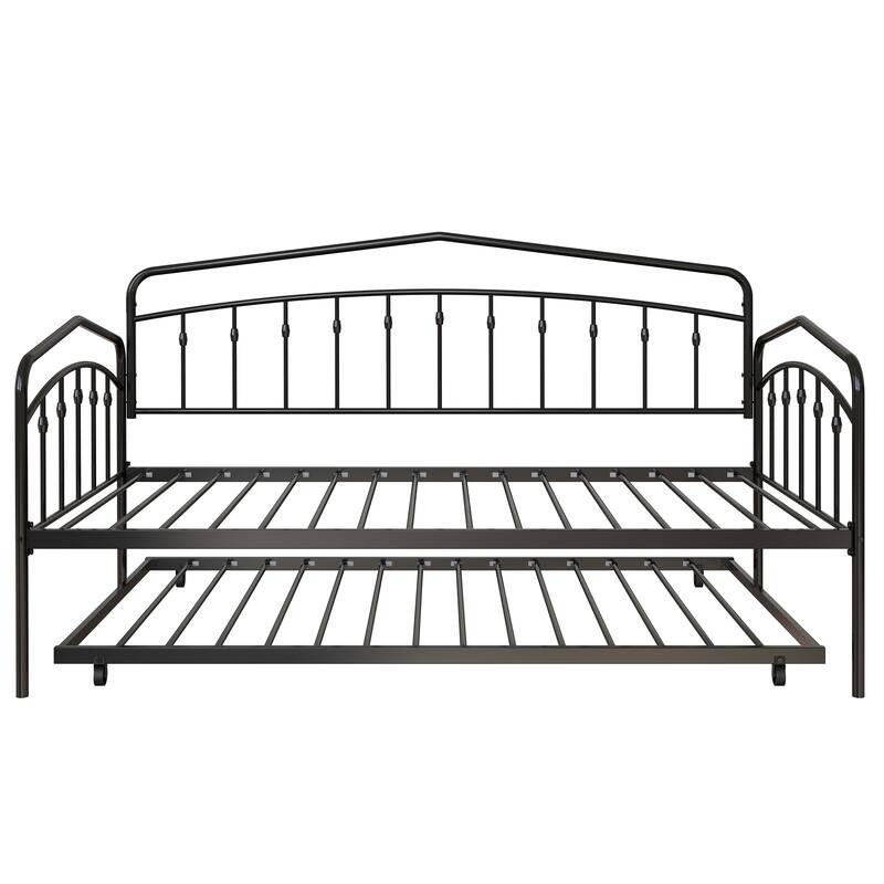 Calantha Modern Metal Twin Size Daybed with Trundle Space-Saving Sofa Bed by Christopher Knight Home