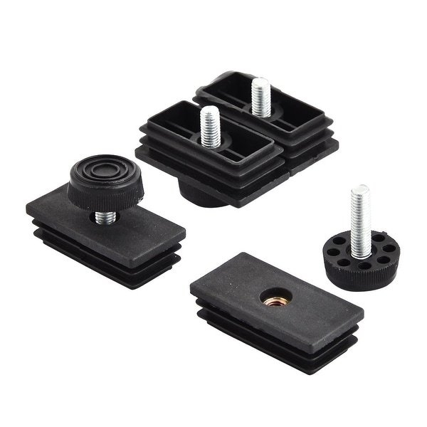 Unique Bargains 4 Pcs Antislip Plastic Rectangle 58mm x 28mm Chair Foot Cover Table Furniture Leg Protector Black