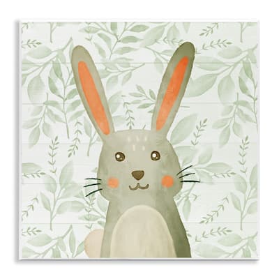 Stupell Whimsical Bunny on Florals Wall Plaque Art Design By Kim Allen