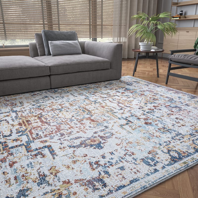 Rayna Farmhouse Medallion Indoor Area Rug