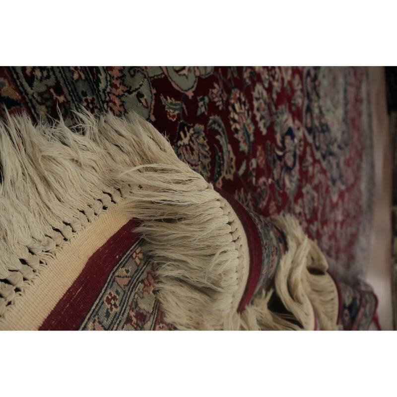 Hand Knotted Oriental 100% Wool Carpet Traditional Floral Red Kashan Area Rug - 10' 0'' X 8' 2''