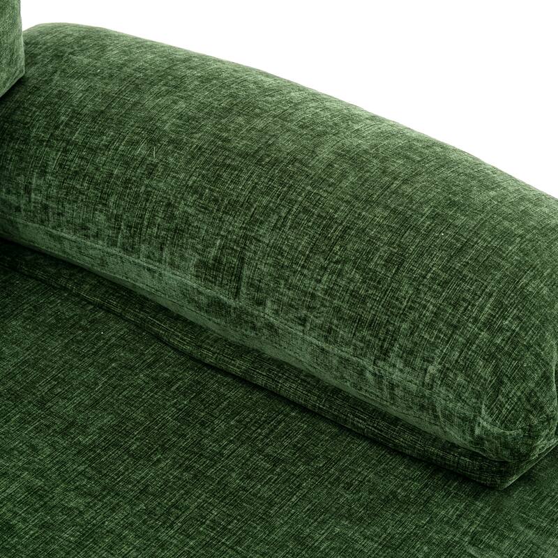 Living Room Chenille Fabric Sofa Sectional Sofa with Cushion Back, Pillow Top Arms, and Metal Legs