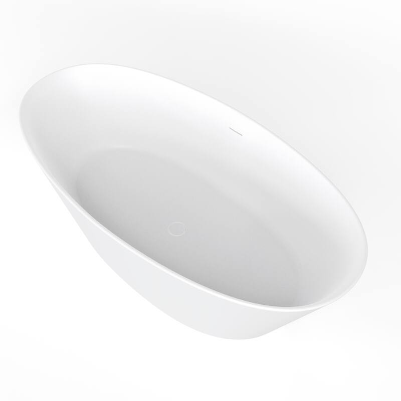 67 Inch Solid Surface Freestanding Soaking Bathtub in Matte White
