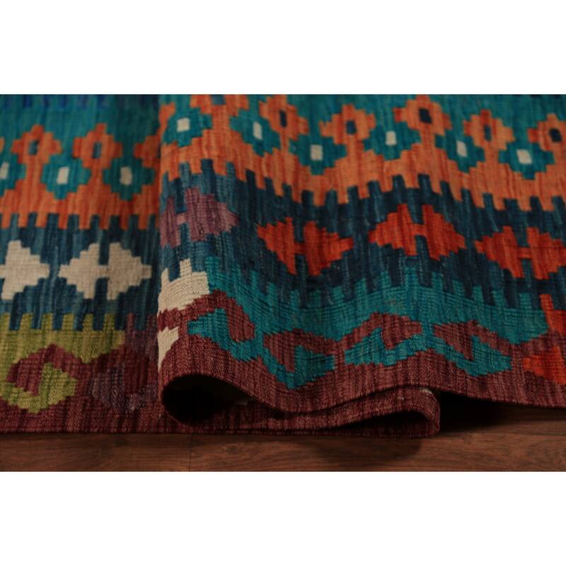 Geometric Kilim Oriental Large Rug Flatweave Wool Carpet - 10'5"x 16'2"
