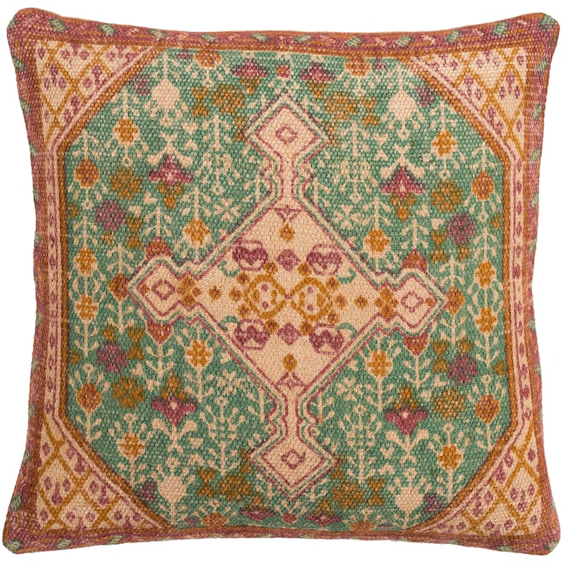 Decorative Lexie Teal Blue 22-inch Throw Pillow Cover