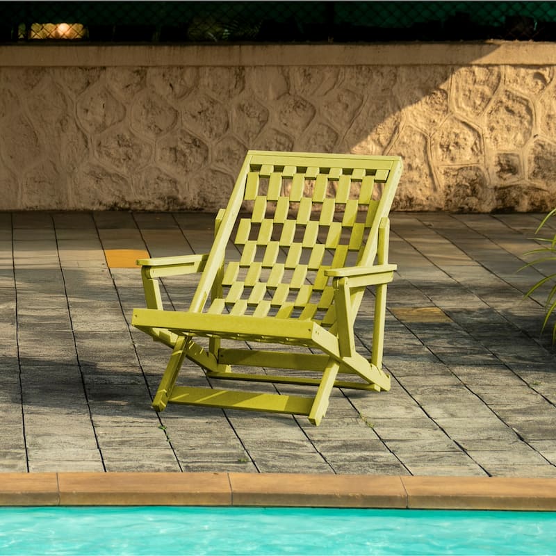 Aspen Fully Assembled All-Weather Outdoor Folding Lounge Chair and Table Set - 3-piece