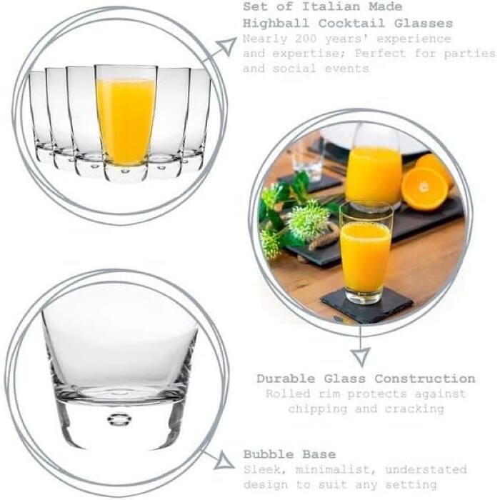 Bormioli Rocco Luna Tumbler Beverage Glasses Set of 12