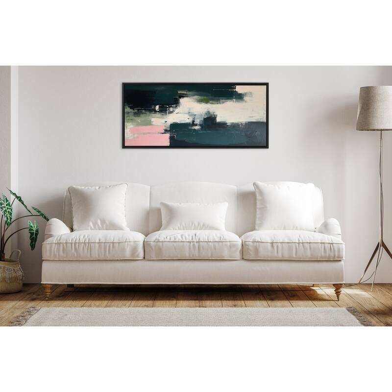 Kate and Laurel Sylvie Emerald Blush Framed Canvas by Amy Lighthall