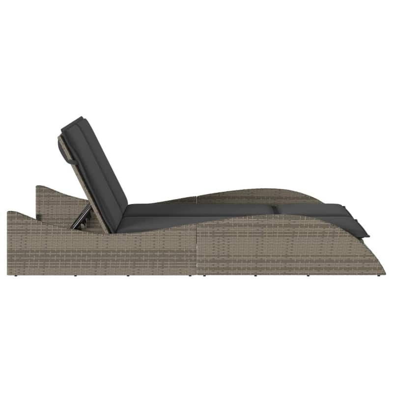 vidaXL Patio Sun Lounger Gray PE rattan Dual seat large outdoor lounger - 44.9" x 80.7" x 28.7"/ 1