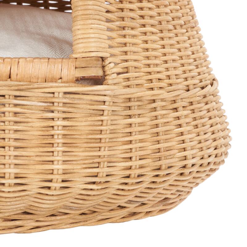 SAFAVIEH Tifa Wicker Cat Bed with Cushion - 17.3 in. W x 17.3 in. D x 24.4 in. H