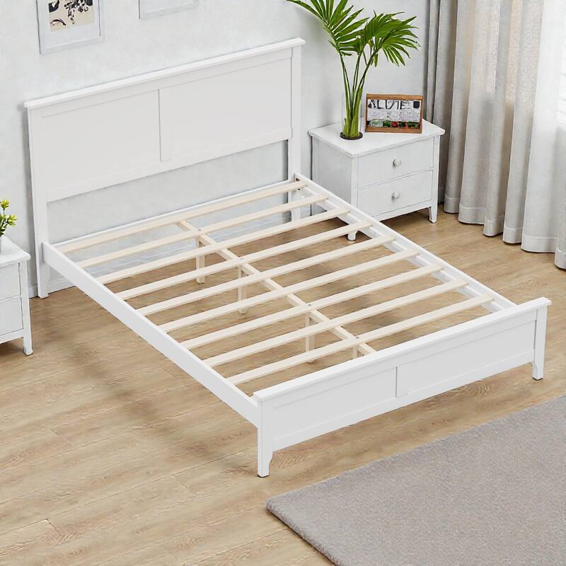 Modern Solid Wood Platform Bed Frame with Wooden Slats Support, No Box Spring Needed, Full Queen King