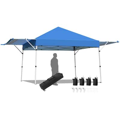 17 x 10 Feet Foldable Pop Up Canopy with Adjustable Dual Awnings - 17' x 10' x 10' (L x W x H)