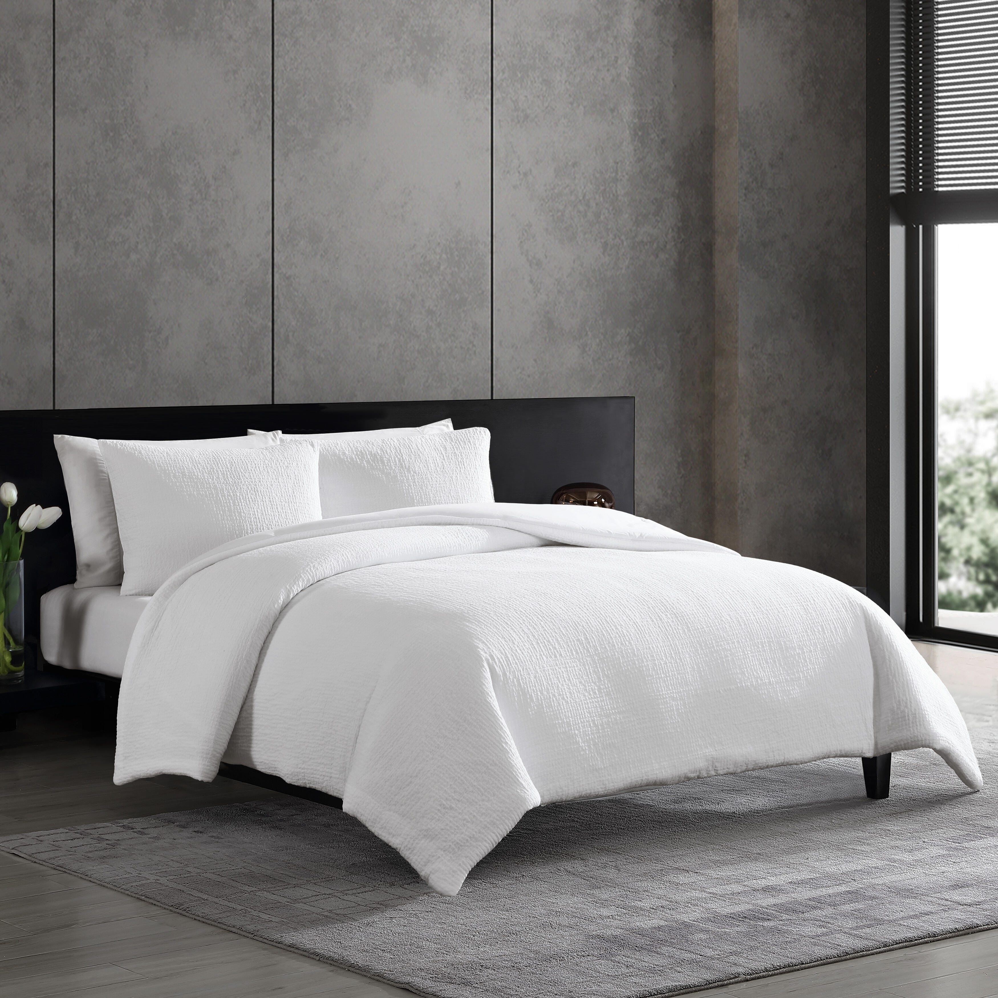 Vera Wang Puckered Texture Cotton Duvet Cover Set