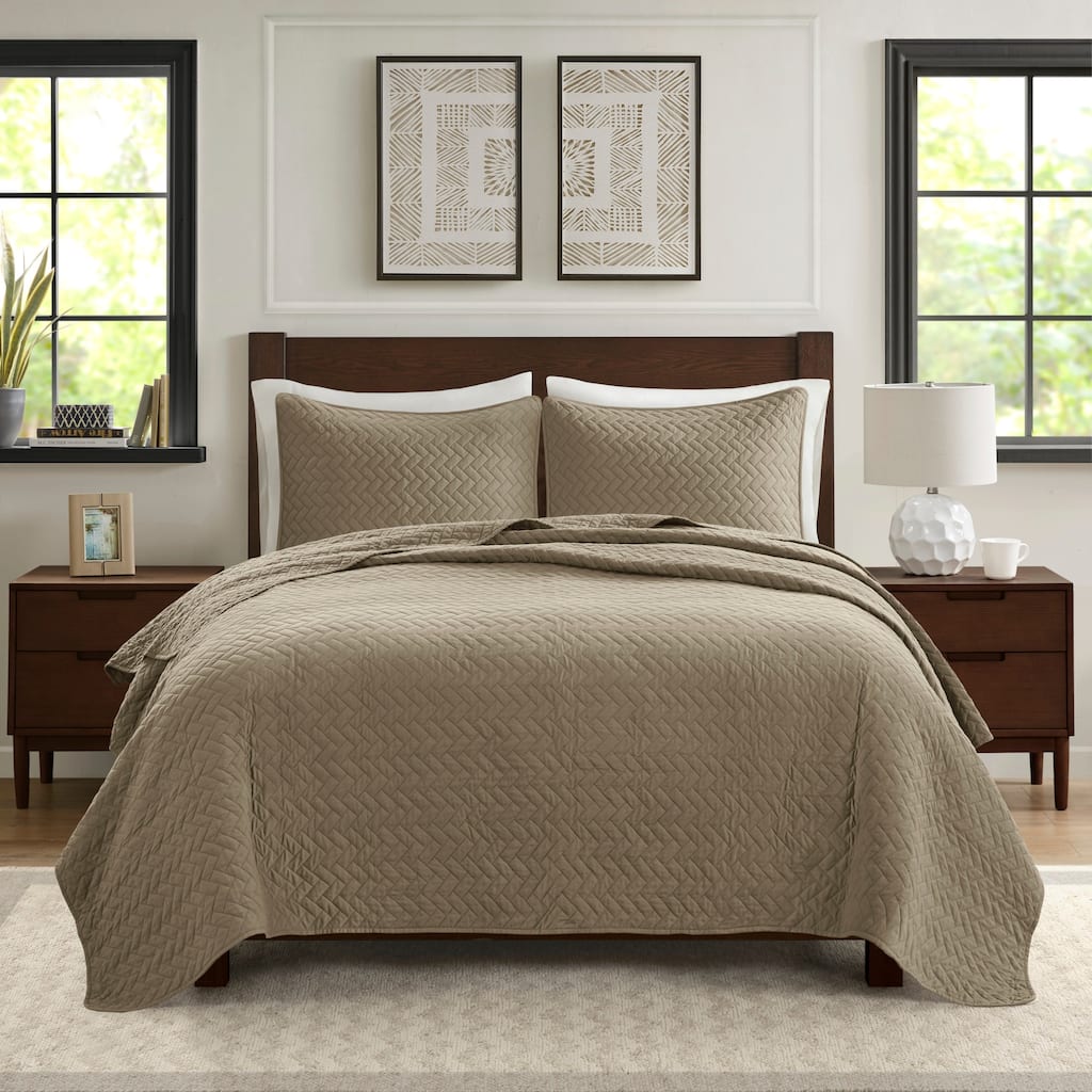 Madison Park Signature Velvet Touch Luxurious Oversized Quilted Set