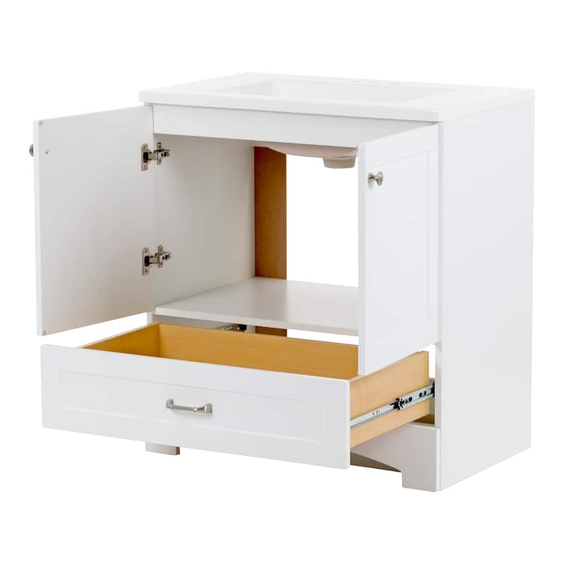 Spring Mill Cabinets Emlyn 30.5" Bathroom Vanity With Drawer and White Sink Top