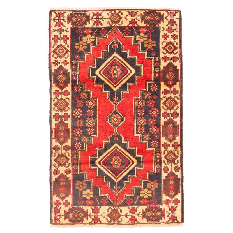 ECARPETGALLERY Hand-knotted Teimani Red Wool Rug - 2'10 x 4'6
