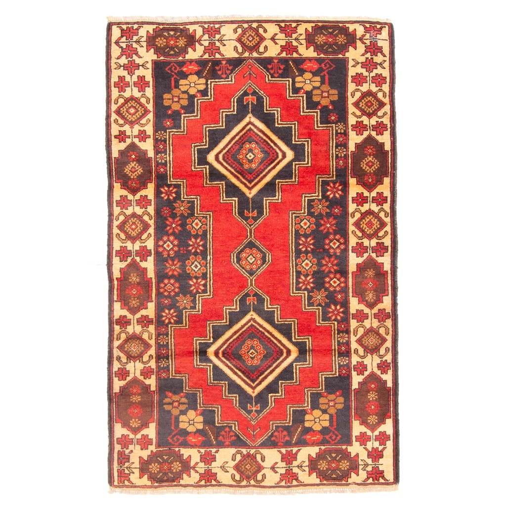 ECARPETGALLERY Hand-knotted Teimani Red Wool Rug - 2'10 x 4'6