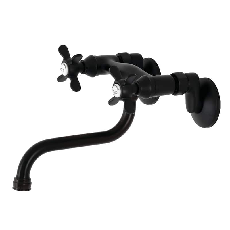 Kingston Brass Essex Two-Handle 2-Hole Wall Mount Bathroom Faucet - Matte Black