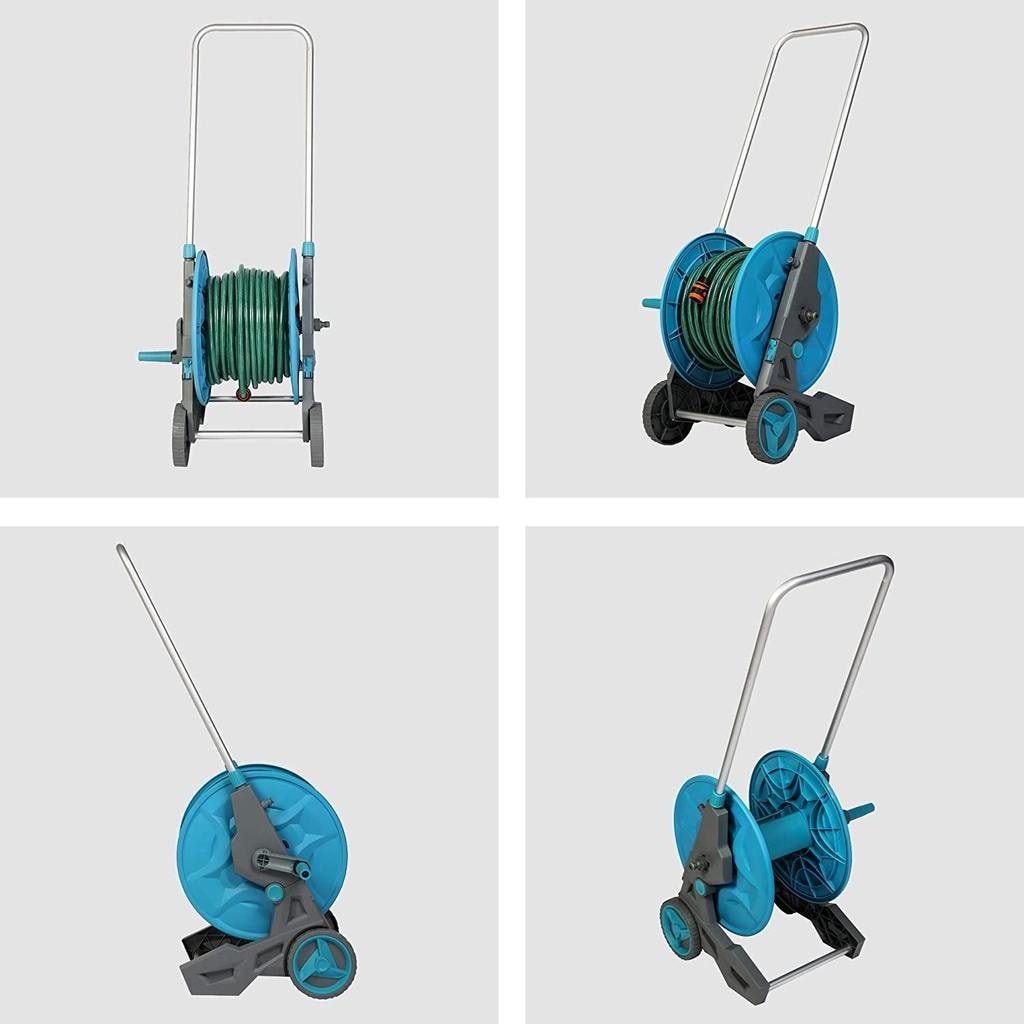 Garden Hose Reel Cart with Wheels, with 7 Patterns Hose 3/4 Connector -  Pipe Length: 137.8ft - Bed Bath & Beyond - 34776705