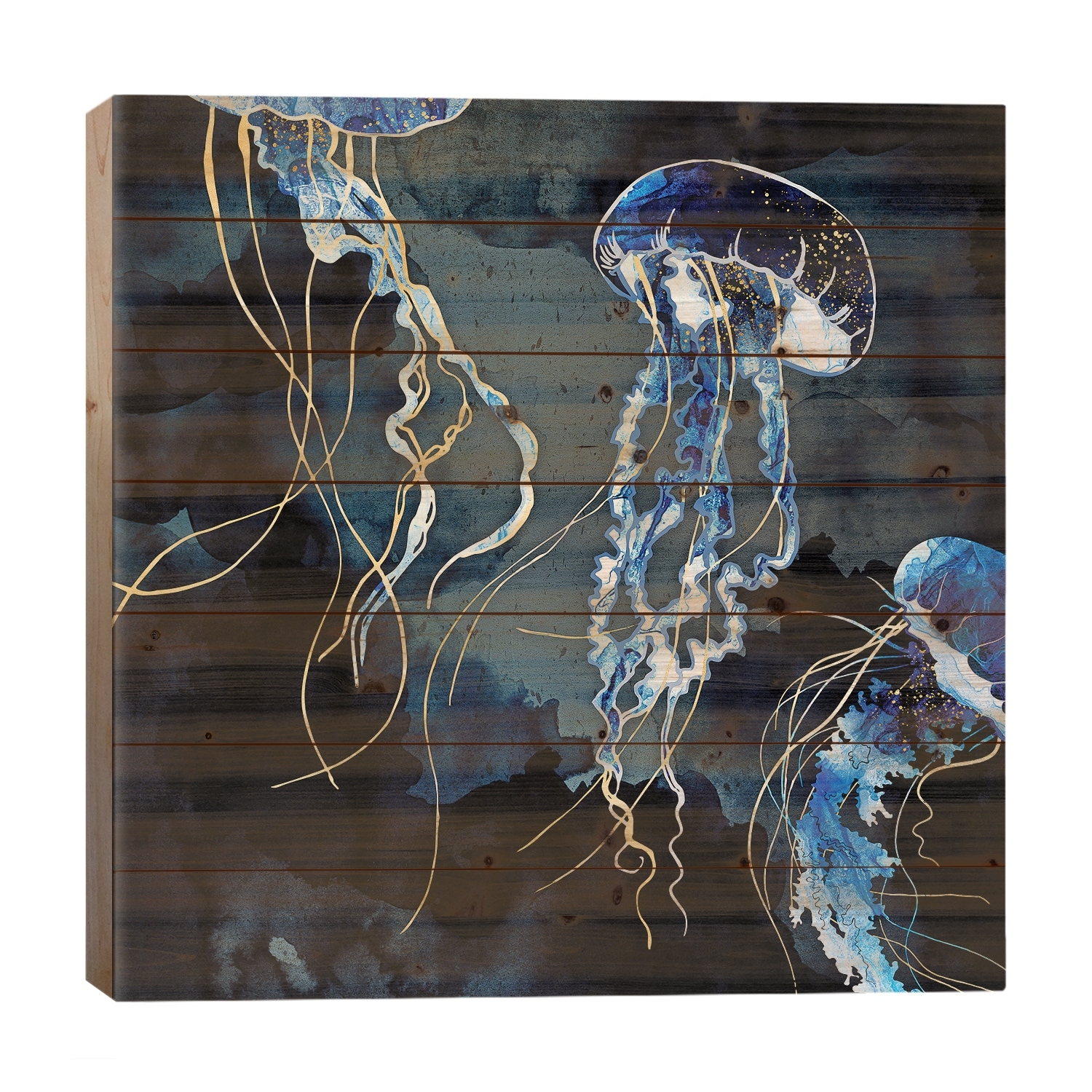 Metallic Ocean III Print On Wood by SpaceFrog Designs - Multi-Color