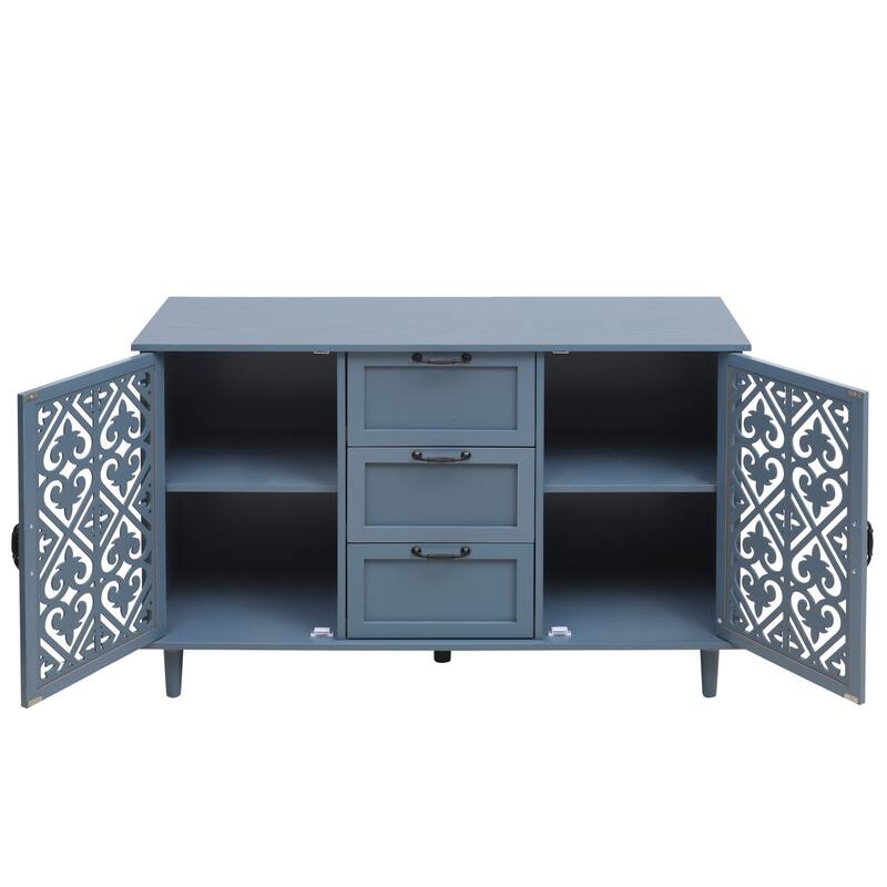 GDFStudio - American Classic Wooden Storage Cabinet with 2 Doors and 3 Drawers