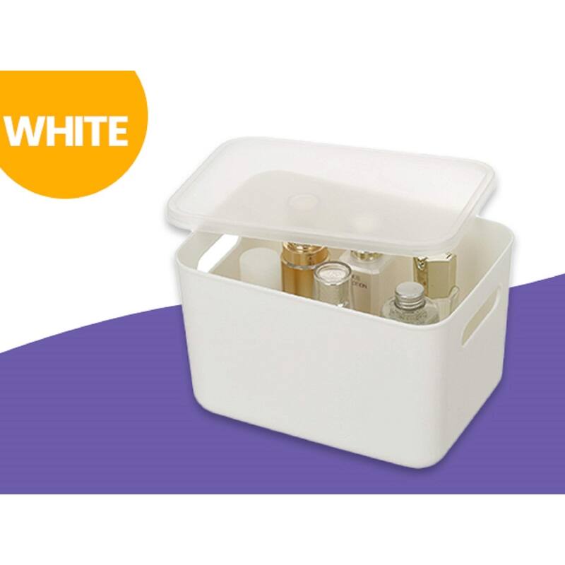 YBM Home Stackable Plastic Storage Bin with Lid, Grey