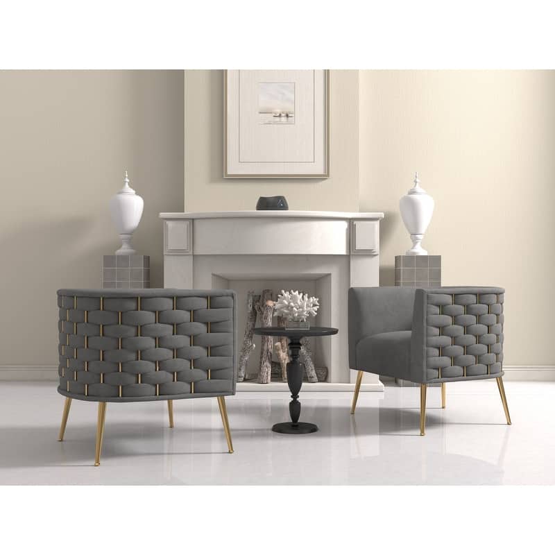 Mid-Century Modern Velvet Round Accent Chair for Living Room, set of 2