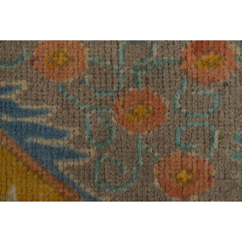 Hand Knotted Oriental 100% Wool Carpet Traditional Floral Oranges & Rust Tabriz Area Rug - 9' 7'' X 6' 2''