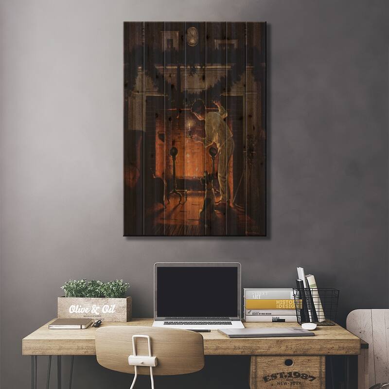 Is He Coming? Print On Wood by Norman Rockwell - Multi-Color