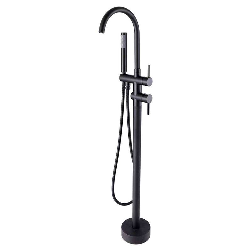 Black Single Hole Freestanding Tub Filler Trim with Deck Plate