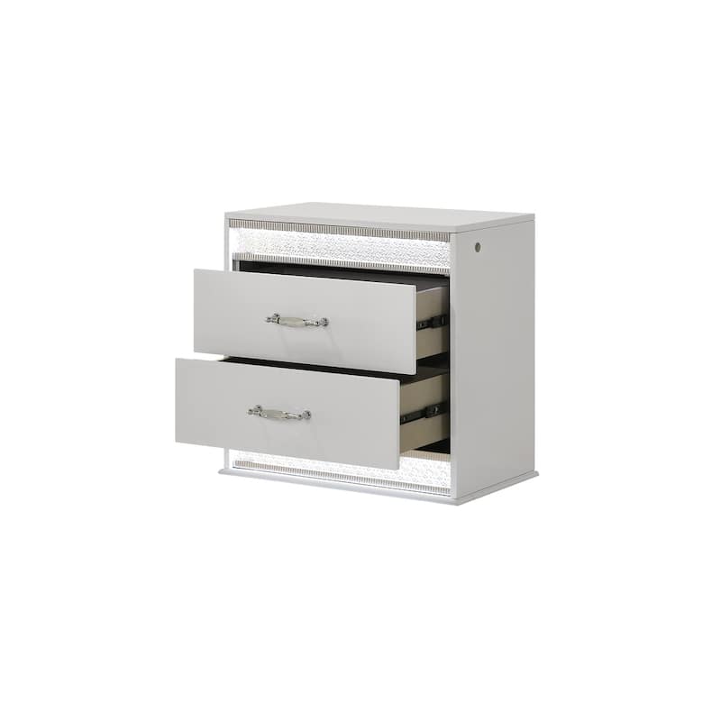 Glam Modern Style 2-Drawer Night stand Made with Wood - White