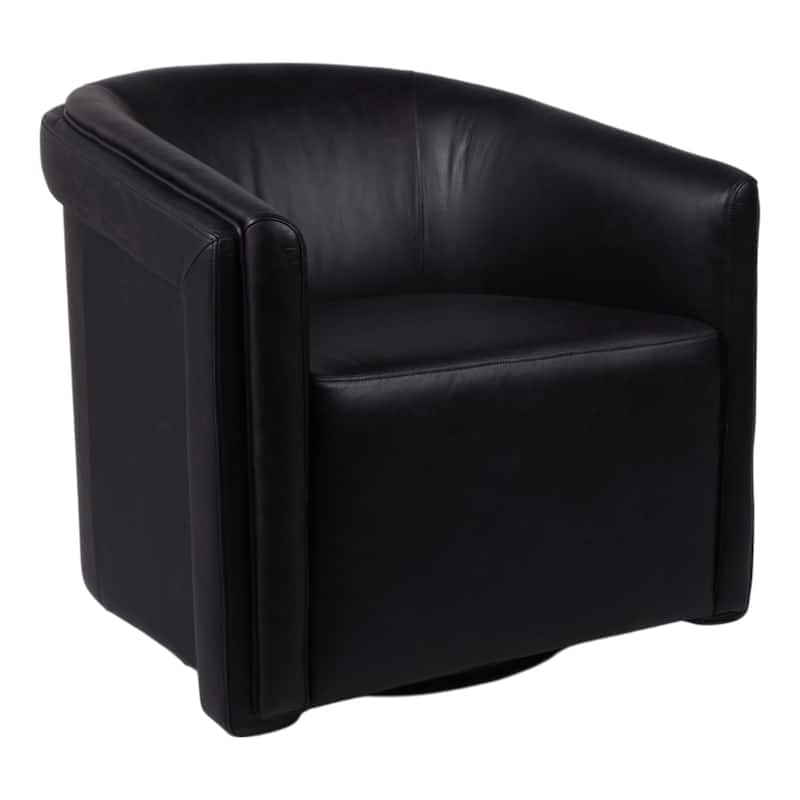 Leather Armchair Modern Swivel Upholstered Accent - 30" Black - 31.25"