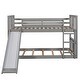 preview thumbnail 7 of 25, Built-in Design Twin Over Twin Bunk Bed with Slide and Ladder,House Shape Design