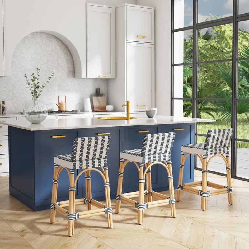 Serienna 24.5"H Seat Rattan Low Back Counter Stool