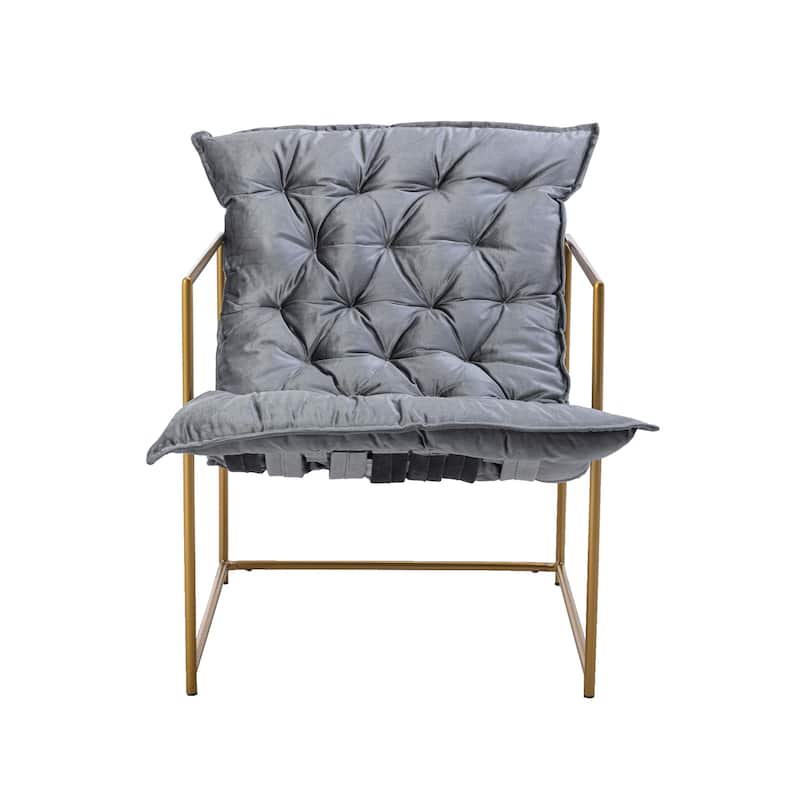 Italy shine velvet Upholstered Tufted Armchair With Golden Legs