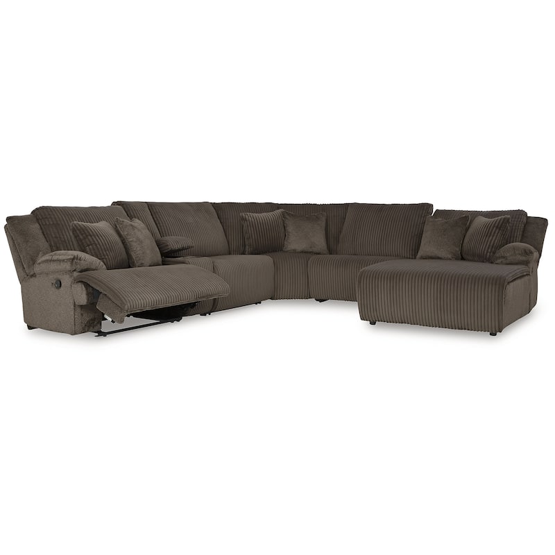 Signature Design by Ashley Top Tier Brown 6-Piece Reclining Sectional with Chaise - 147"W x 134"D x 41"H