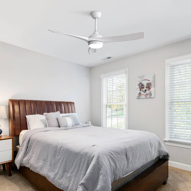 52 Inch Ceiling Fan with Light and Remote Control, 3-Blade Reversible DC Motor Fan, Dimmable 3-color Temperature