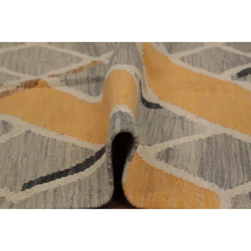 Hand Woven Oriental 100% Wool Carpet Southwestern Modern Greys & Charcoal Kilim Area Rug - 6' 6'' X 4' 9''