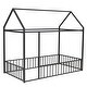 preview thumbnail 4 of 8, Black Twin Size Metal House Bed Frame with Fence and Roof for Kids, Teens, Girls, Boys