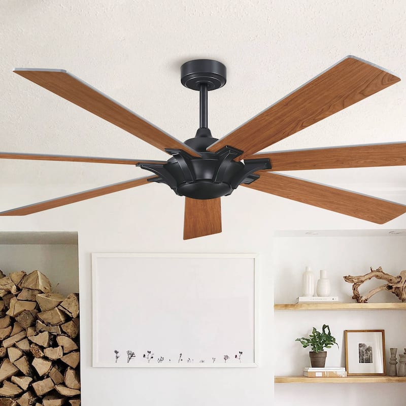72" Wooden 7-Blade Large Outdoor Industrial DC Ceiling Fan with Remote