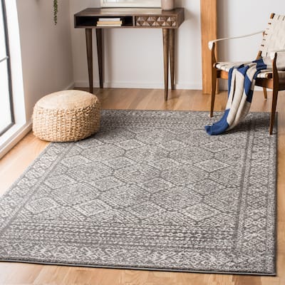 SAFAVIEH Tulum Yolonda Rustic Moroccan Boho Rug - Dark Grey/Ivory - 5' 3" x 7' 6"