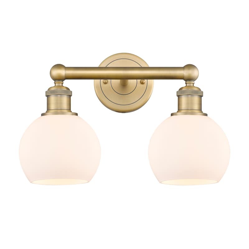 Innovations Lighting 616-2W-11-15 Athens Vanity Athens Deco Swirl 2 - Brushed Brass / Matte White