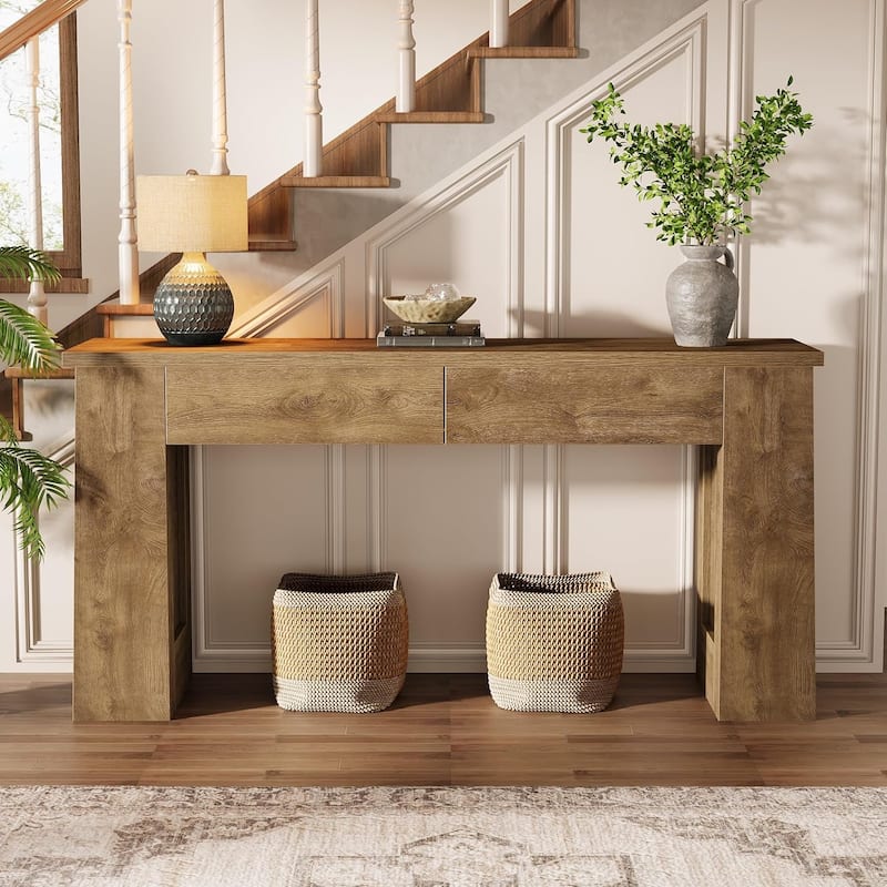 63-Inch Console Table with 2 Drawers, Modern Long Entryway Sofa Table for Hallway - 63" L x 11.8" W x 31.5" H