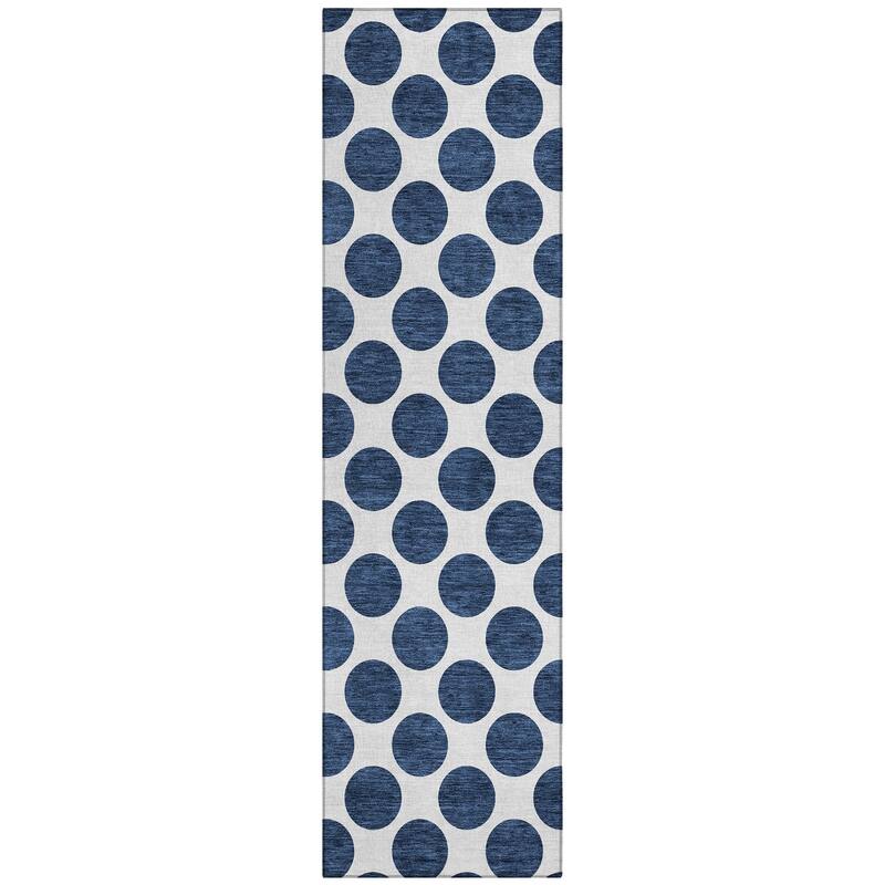 Machine Washable Indoor/ Outdoor Polka Dots Chantille Rug