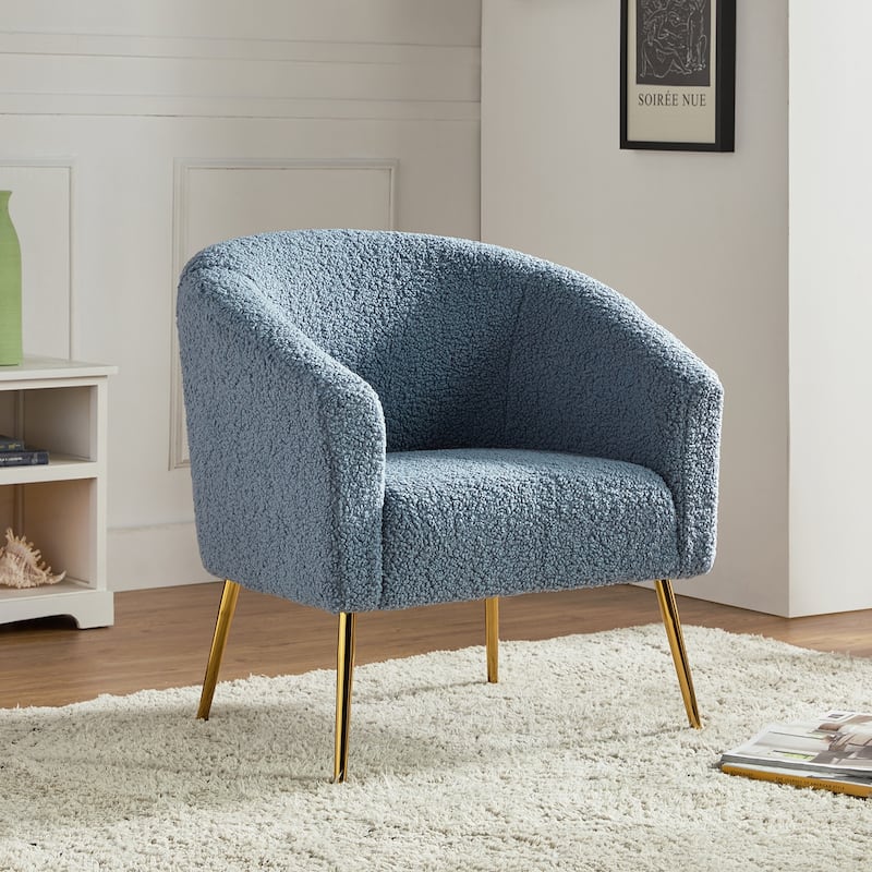 Rovigo Modern Upholstered Living Room Accent Barrel Chair with Metal Legs by HULALA HOME