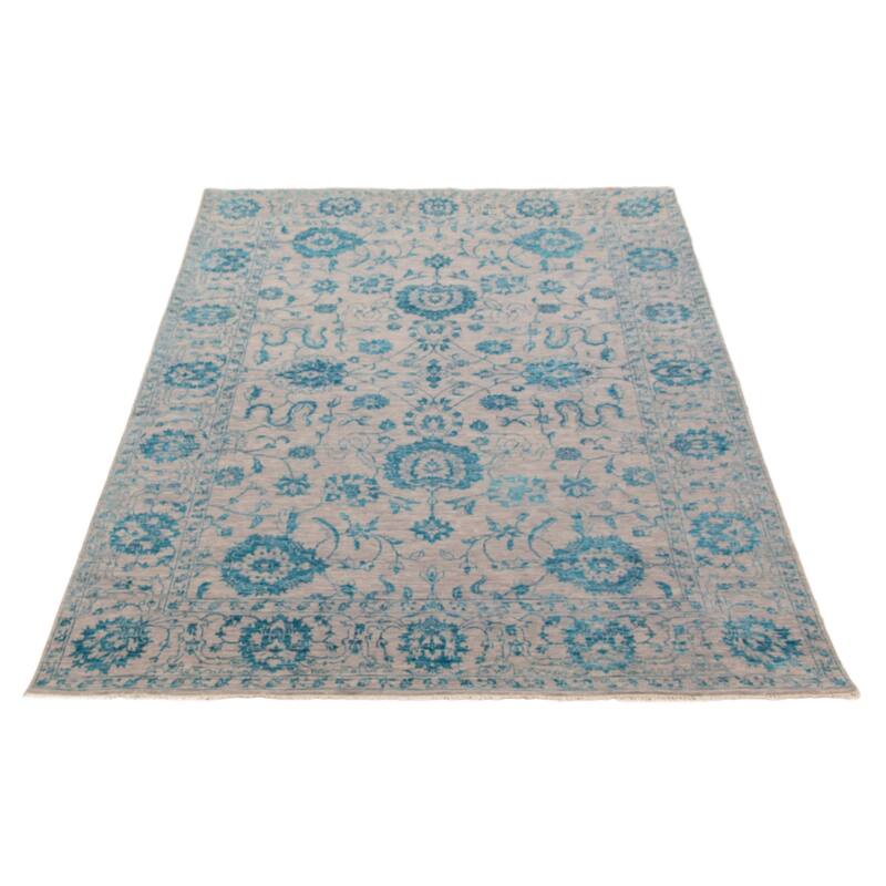 ECARPETGALLERY Hand-knotted Heritage Light Grey Silk, Wool Rug - 6' 1" x 8' 11"